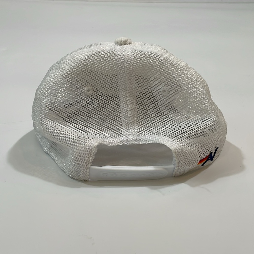 AVIATOR NATION WHITE CORDUROY SMILEY PATCH MESH TRUCKER HAT O/S EUC - Picture 4 of 8